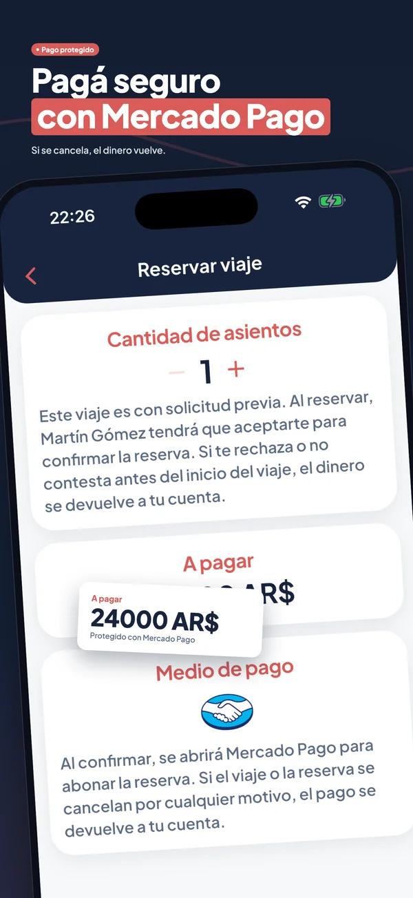 Pagar la reserva con Mercado Pago en Viajapp