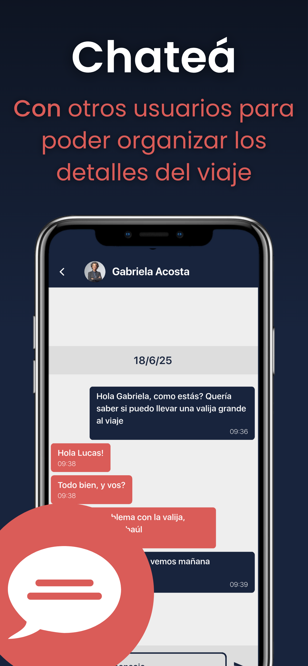 Chatear con conductores en Viajapp