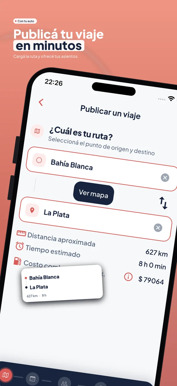 Publicar un viaje en Viajapp