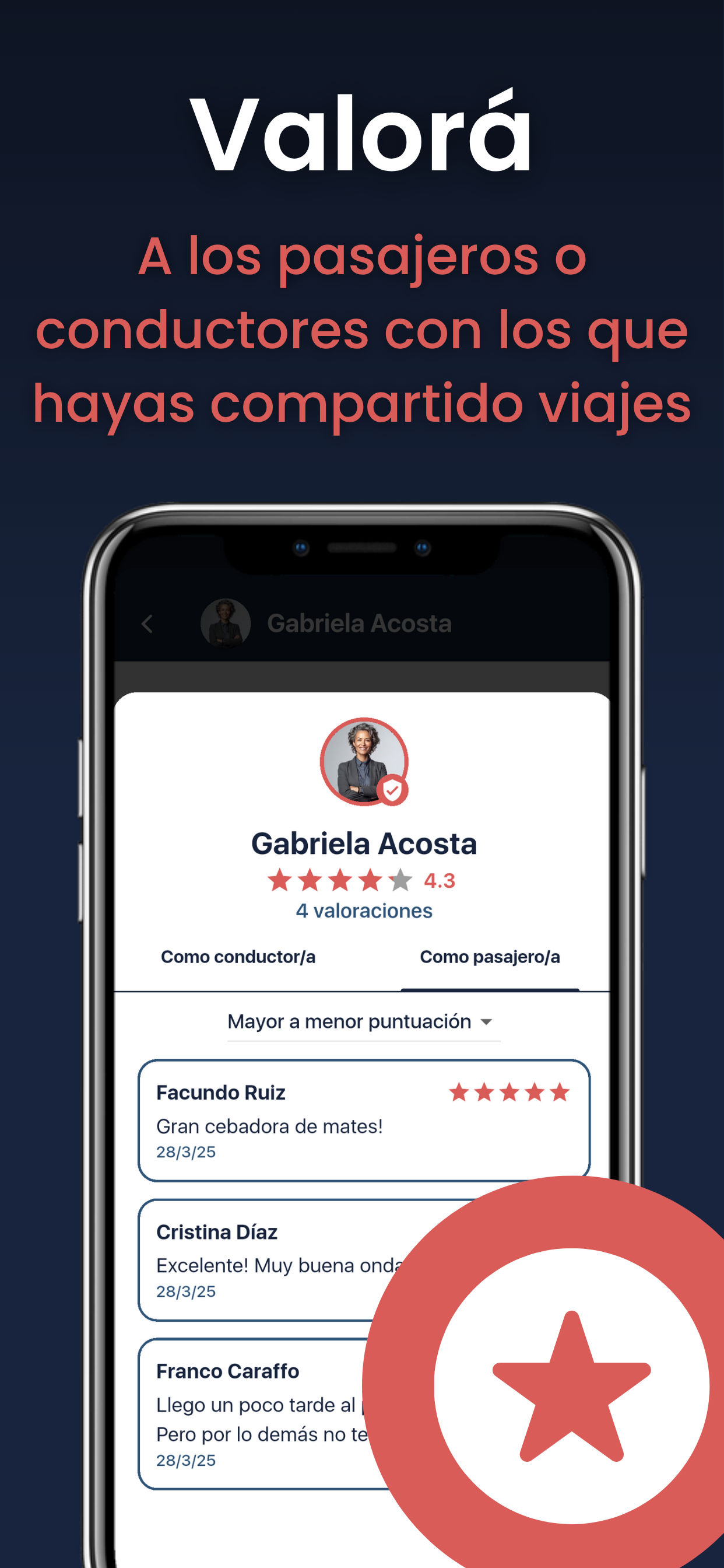 Valorar viajes en Viajapp